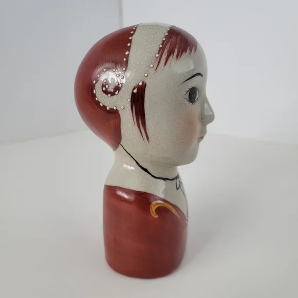 Vintage 6" Scandinavian Folk Art Lady Head Bust Gemma Taccogna Style - Picture 2 of 6